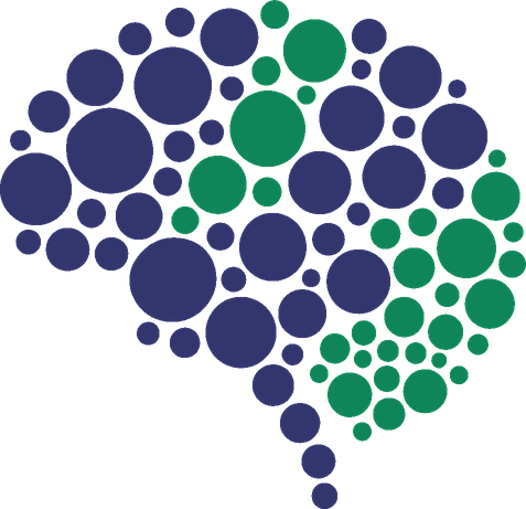 The Kaineros mark: a brain of dots, deep indigo and living green — the two speeds in one mind.